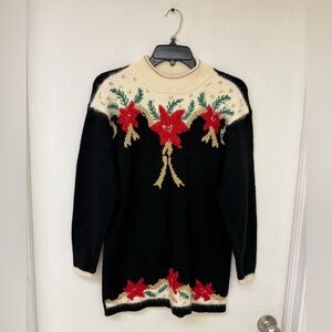 Dana Scott- Dress/  Crew Neck Sweater with Festive Floral Design